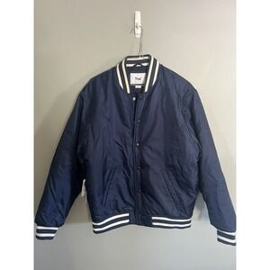 New Tna Aritzia Stadium Bomber Jacket in Navy /Whisper White - Women's Small